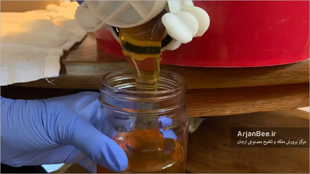 پر کردن شیشه های عسل از اکستراکتور